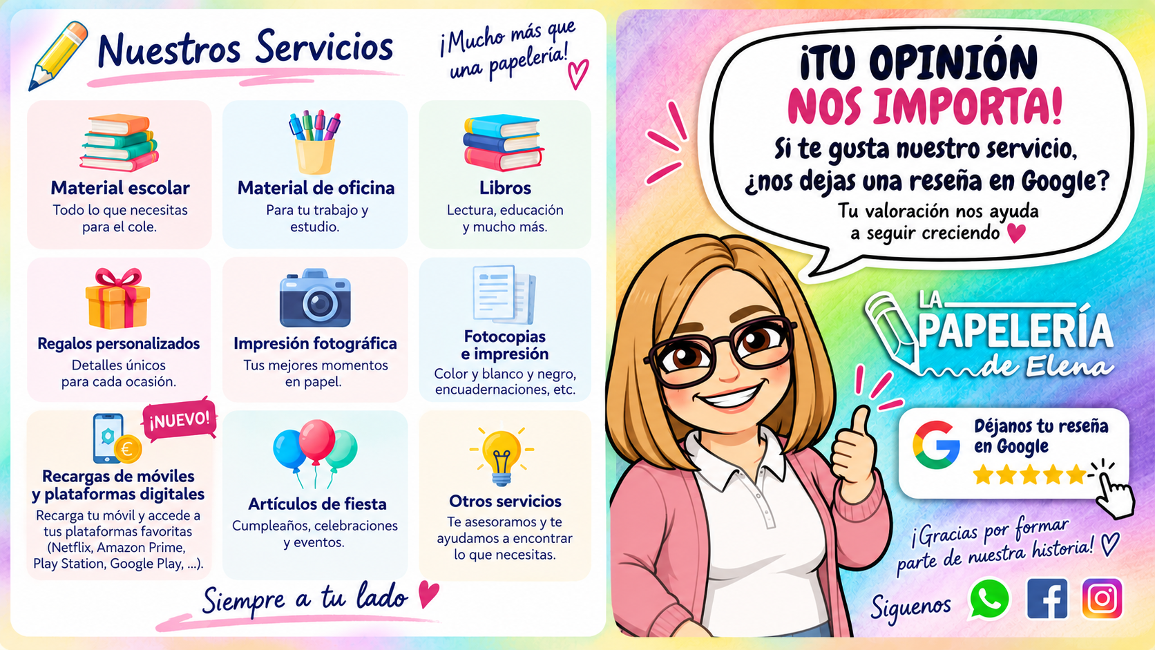 Déjanos tu reseña en Google - La Papelería de Elena